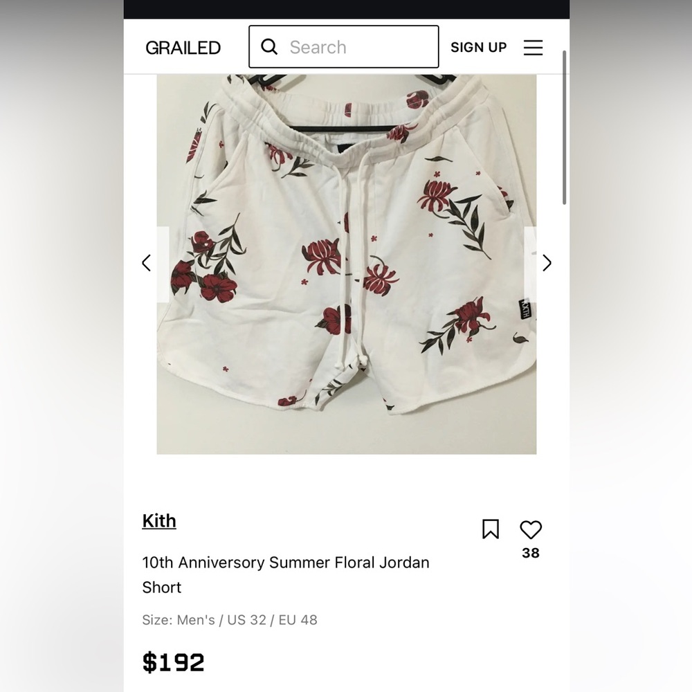 Kith Jordan Short 'Summer Floral 10th Anniversary' White (SS21) - sold out